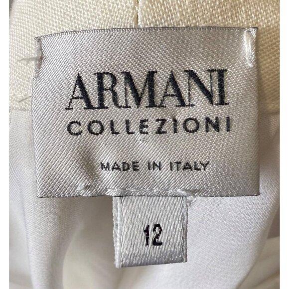 Armani Collezioni Womens White Linen Pants Size 12 Made In Italy Designer Quiet - Picture 3 of 6